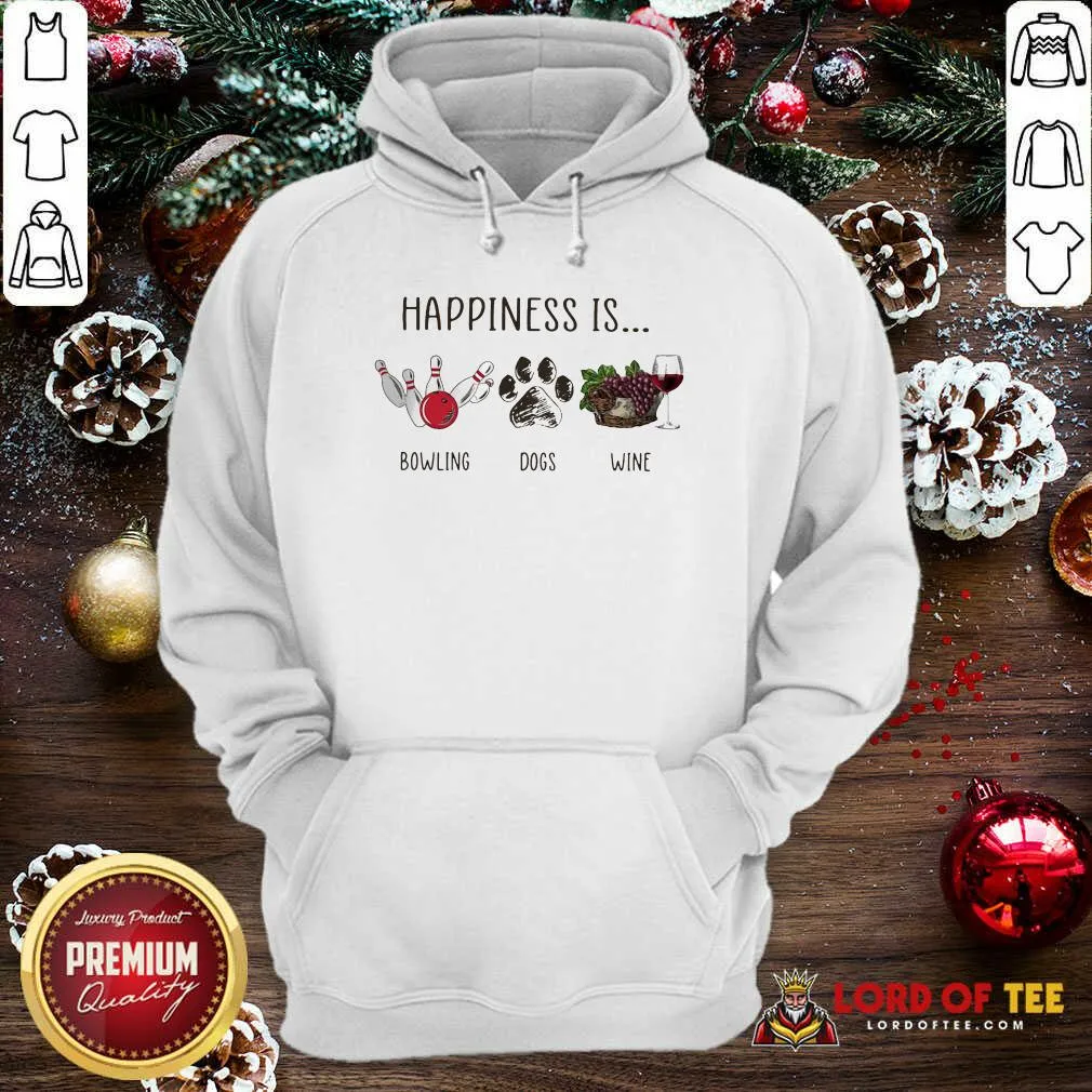 Top Happiness Is Bowling Dogs Wine Shirt - Image 2