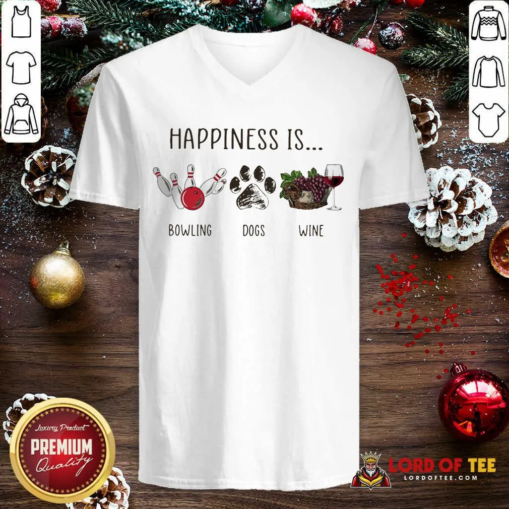 Top Happiness Is Bowling Dogs Wine Shirt - Image 3