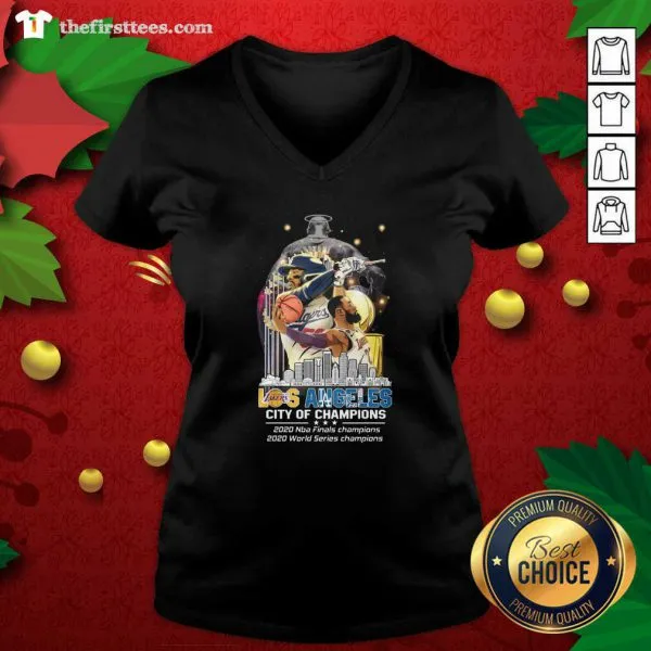 Top Los Angeles Lakers And Los Angeles Dodgers City Of Champions 2020 Nba Finals World Series Shirt - Image 2