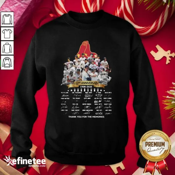 Top The Boston Red Sox 112nd Anniversary 1902 2020 Thank You For The Memories Signatures Shirt - Image 4