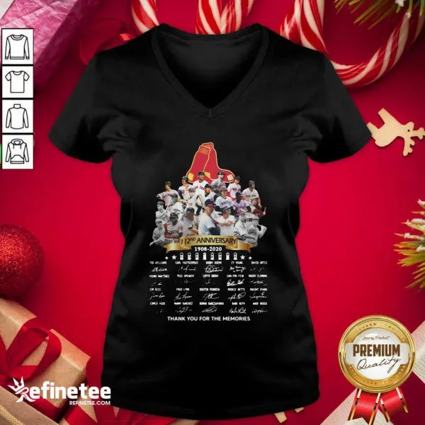 Top The Boston Red Sox 112nd Anniversary 1902 2020 Thank You For The Memories Signatures Shirt - Image 2