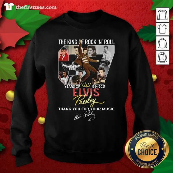 Top The King Of Rock N Roll 67 Years Of Elvis Thank You For Your Music Signatures Shirt - Image 2