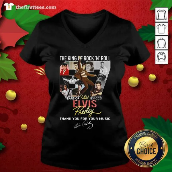 Top The King Of Rock N Roll 67 Years Of Elvis Thank You For Your Music Signatures Shirt - Image 3
