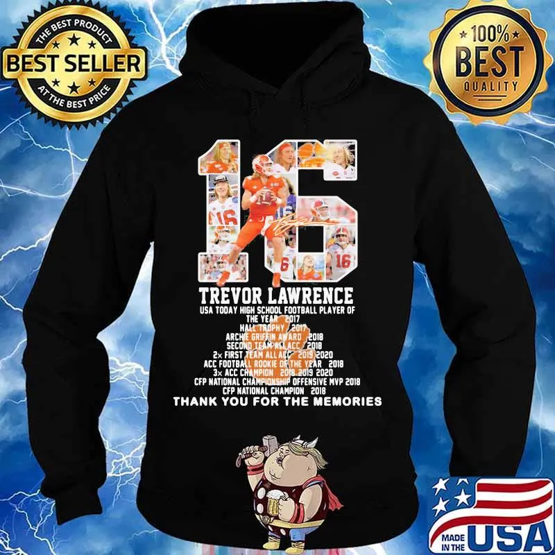 Trevor Lawrence Usa Today High School Football Player Of Year 2017 Number 16 Shirt Hoodie