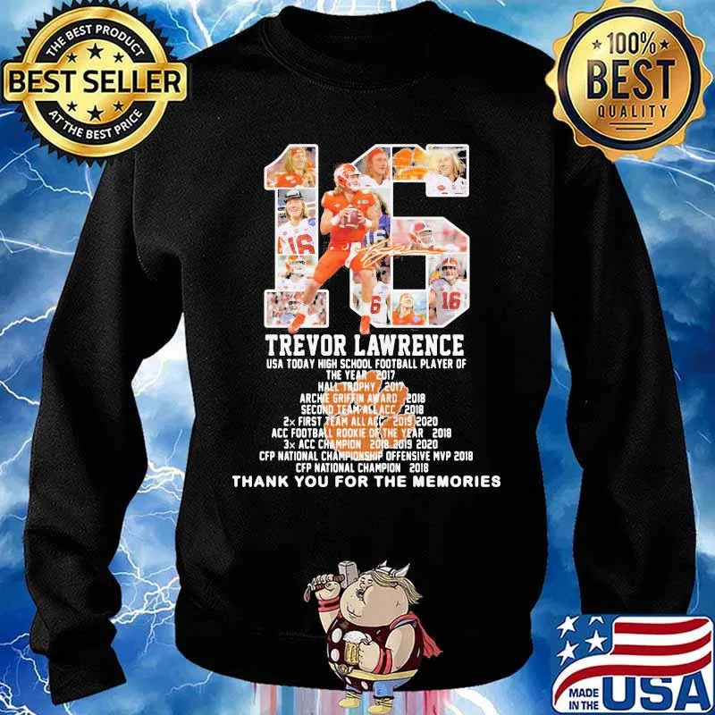 Trevor Lawrence Usa Today High School Football Player Of Year 2017 Number 16 Shirt Sweater