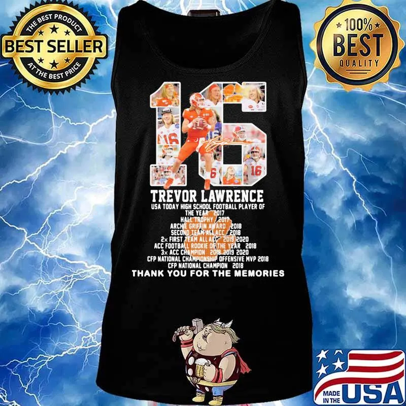 Trevor Lawrence Usa Today High School Football Player Of Year 2017 Number 16 Shirt Tank top