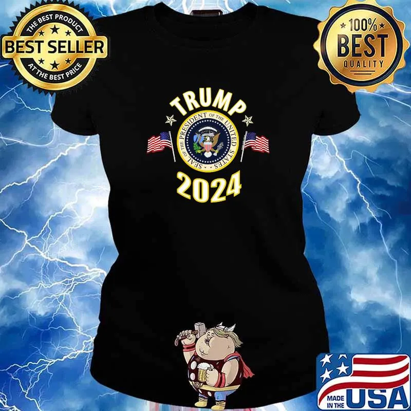 Trump 2024 Seal Of The President Of The United States American Flag Eagle Shirt Ladies tee