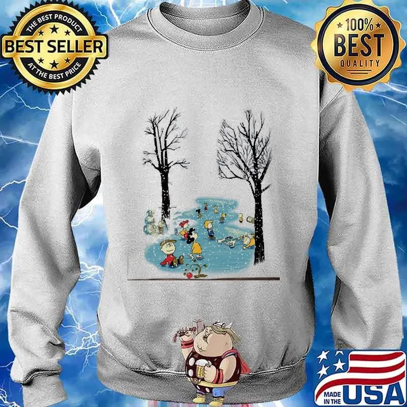 Winter Snoopy Peanuts Playing Snow Xmas Shirt Sweater