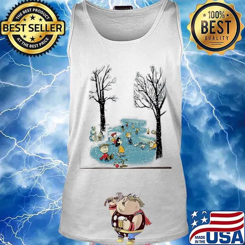 Winter Snoopy Peanuts Playing Snow Xmas Shirt Tank top