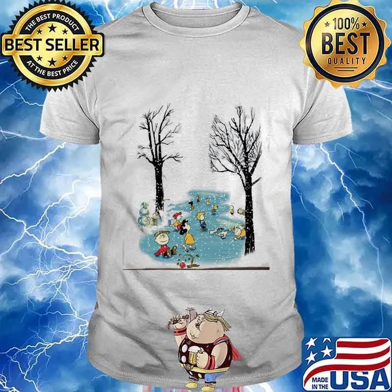 Winter Snoopy Peanuts Playing Snow Xmas Shirt
