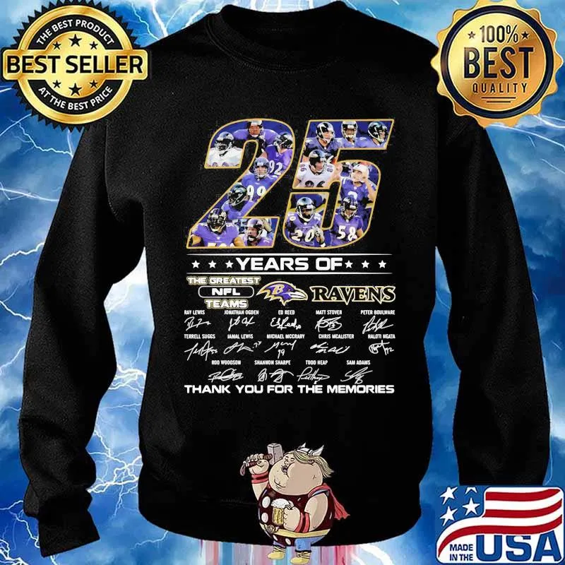25 Years Of The Greatest Nfl Teams Ravens Thank You For The Memories Signature Shirt Sweater