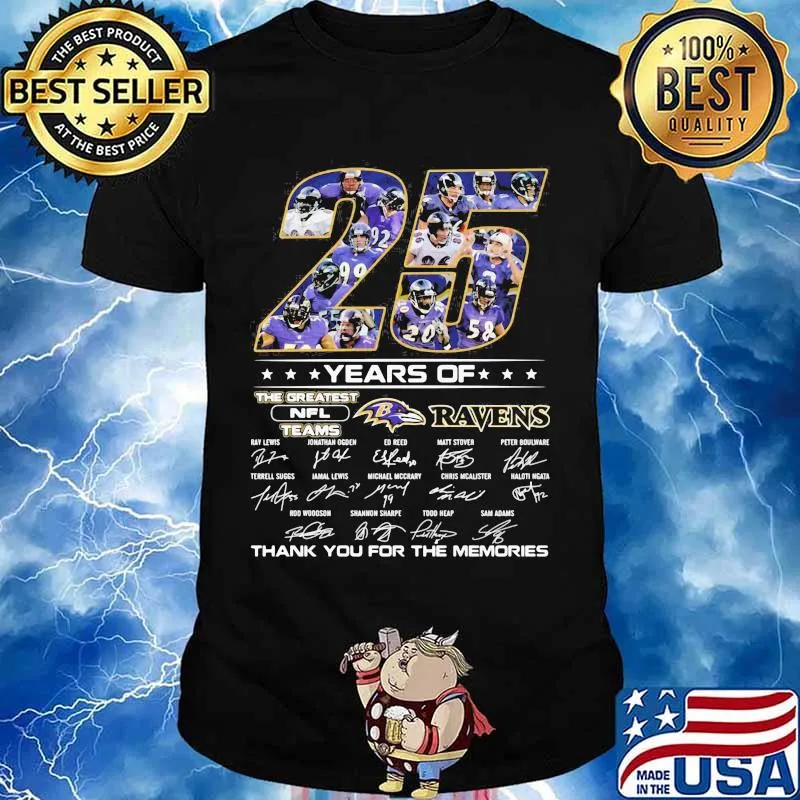 25 Years Of The Greatest Nfl Teams Ravens Thank You For The Memories Signature Shirt