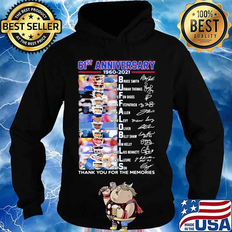61st Anniversary 1960 2021 Buffalo Bills Thank You For The Memories Signature Shirt Hoodie