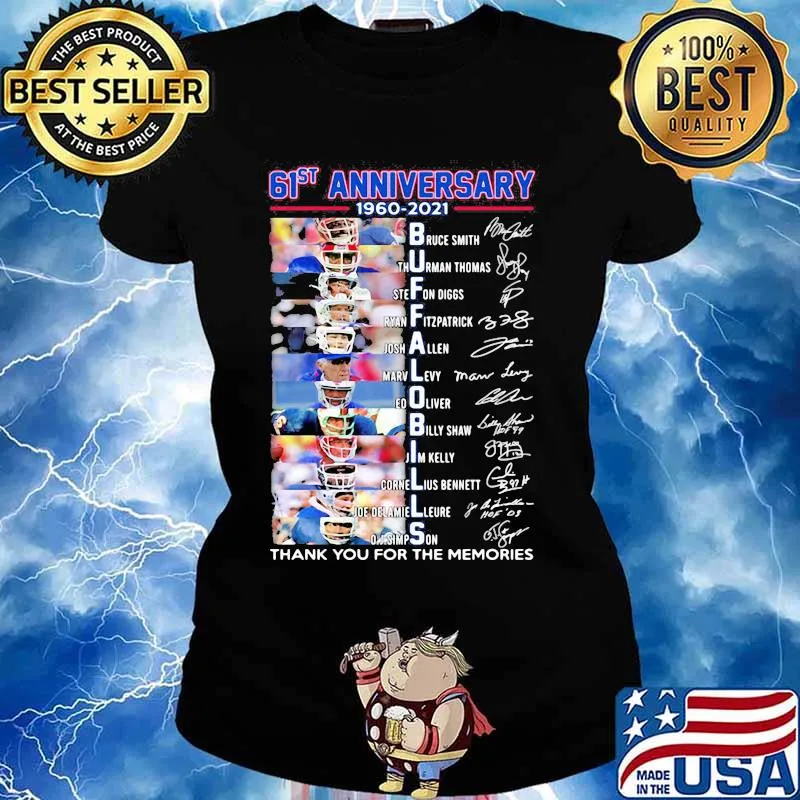 61st Anniversary 1960 2021 Buffalo Bills Thank You For The Memories Signature Shirt Ladies tee