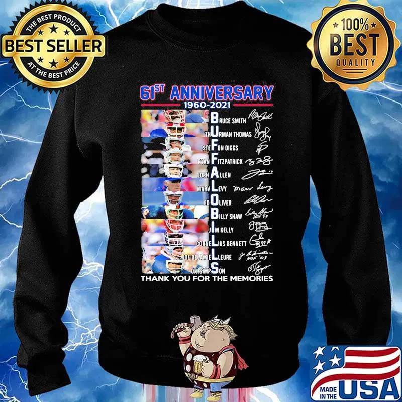 61st Anniversary 1960 2021 Buffalo Bills Thank You For The Memories Signature Shirt Sweater