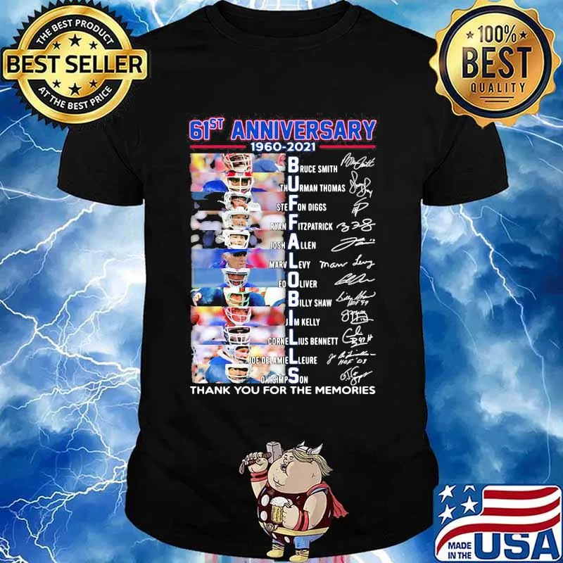 61st Anniversary 1960 2021 Buffalo Bills Thank You For The Memories Signature Shirt