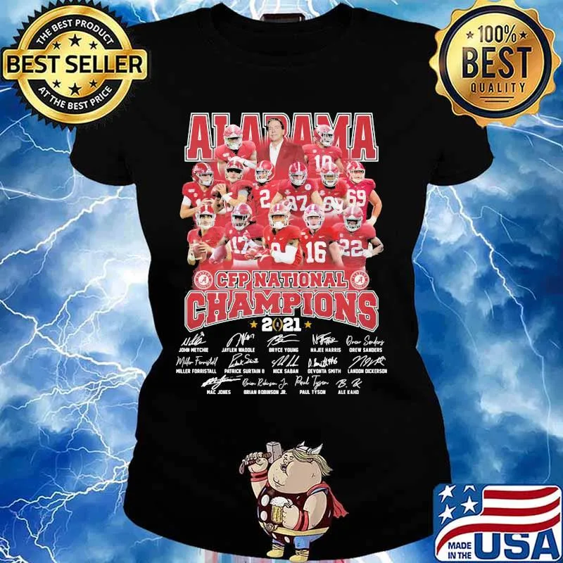 Alabama Cfp National Champions 2021 Signature Player Team Football Shirt Ladies tee