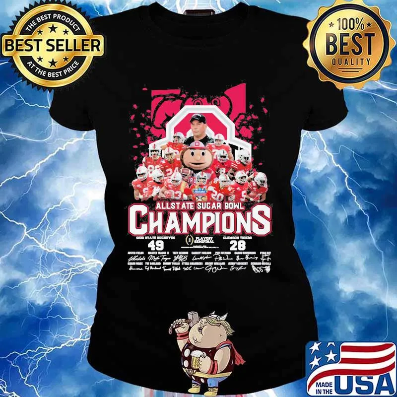 Allstate Sucar Bowl Champions Signature Player Team Shirt Ladies tee