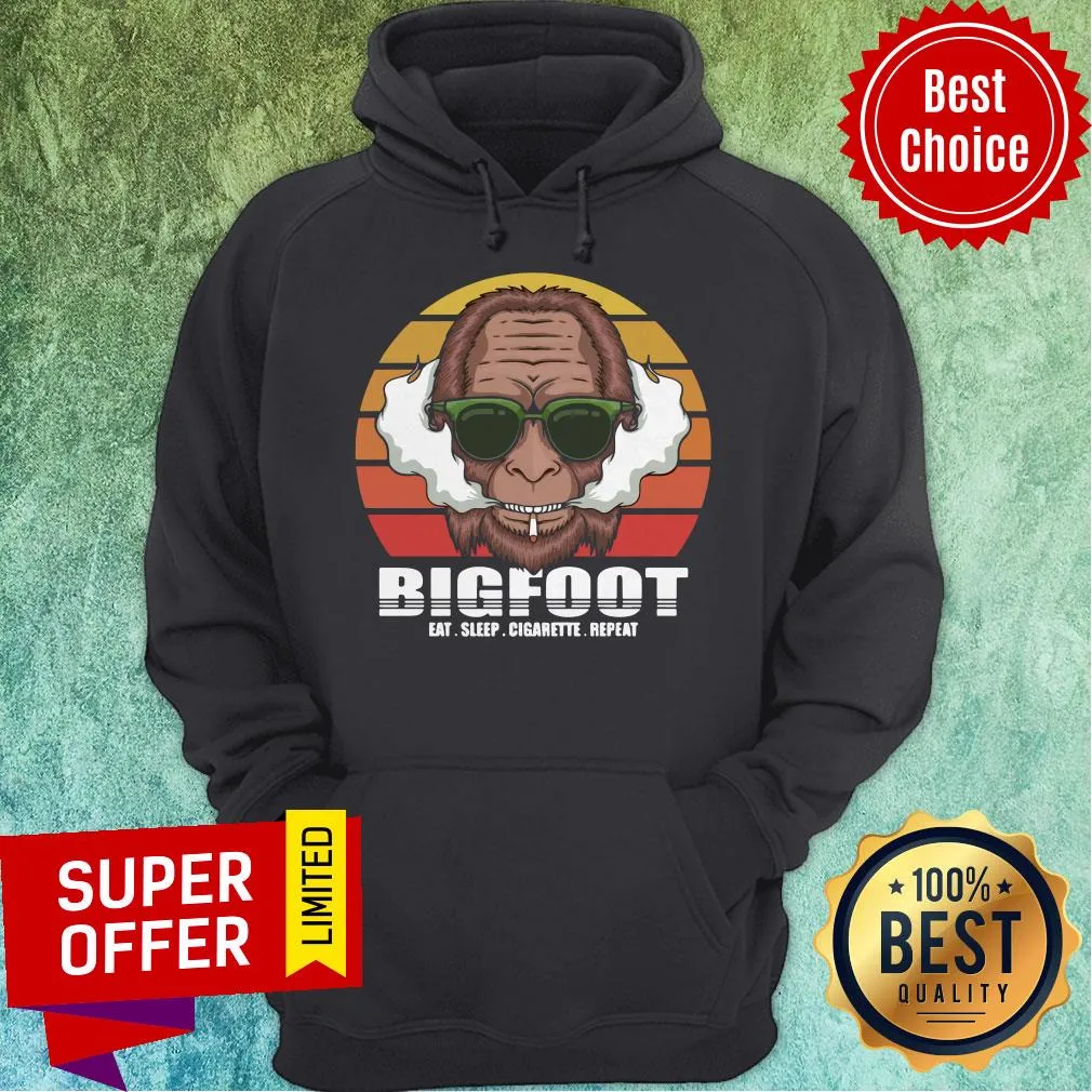 Awesome Bigfoot Eat Sleep Cigarette Repeat Vintage Shirt - Image 3