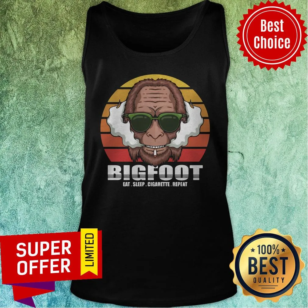 Awesome Bigfoot Eat Sleep Cigarette Repeat Vintage Shirt - Image 5