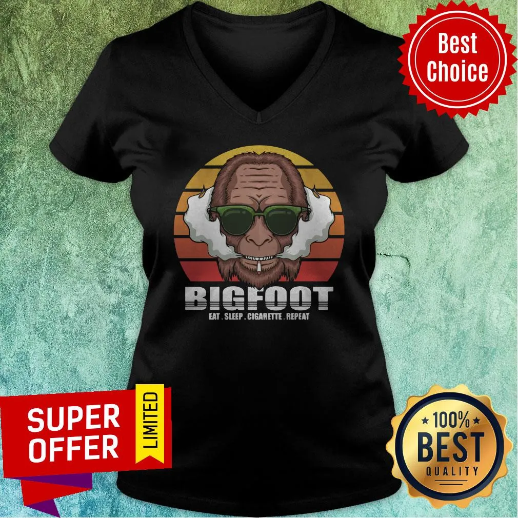 Awesome Bigfoot Eat Sleep Cigarette Repeat Vintage Shirt - Image 4