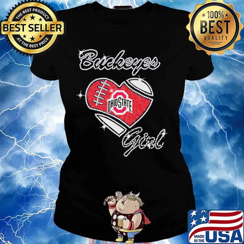 Buckeyes Girl Love Ohio State Football Heart Shirt Ladies tee