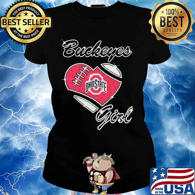 Buckeyes Girl Ohiostate Heart Daimond Shirt Ladies tee