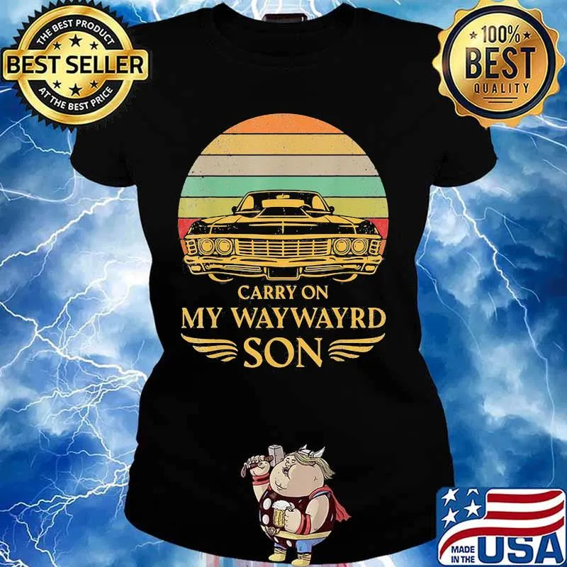 Carry On My Waywayrd Son Car Vintage Sunset Shirt Ladies tee