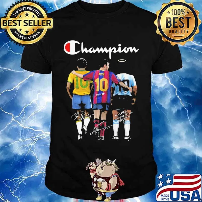Champion Lionel Messi Pelé Diego Armando Maradona Football Shirt