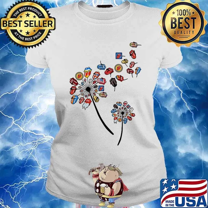 Dandelion Rock And Roll Rolling Stone Lips Shirt Ladies tee