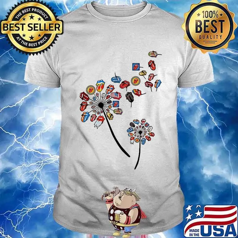 Dandelion Rock And Roll Rolling Stone Lips Shirt