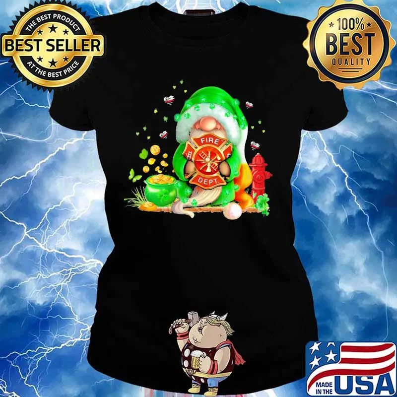 Gnome Patrick Day Firefighter Xmas Shirt Ladies tee