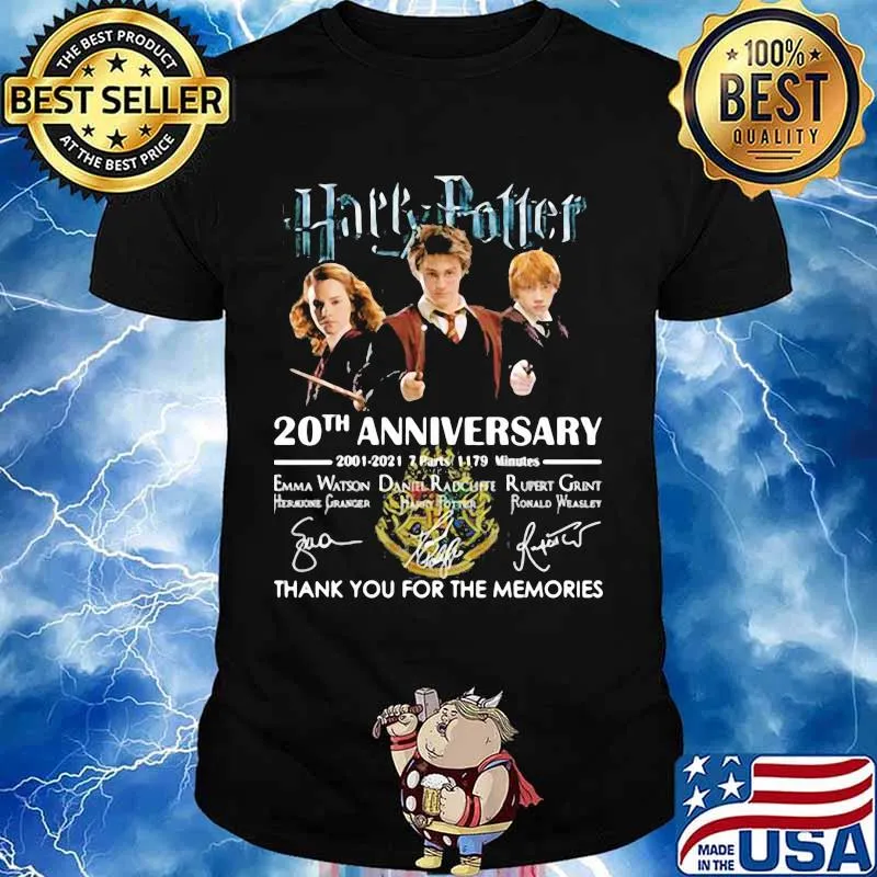 Harry Potter 20th Anniversary 2001 2021 Thank You For The Memories Signature Shirt