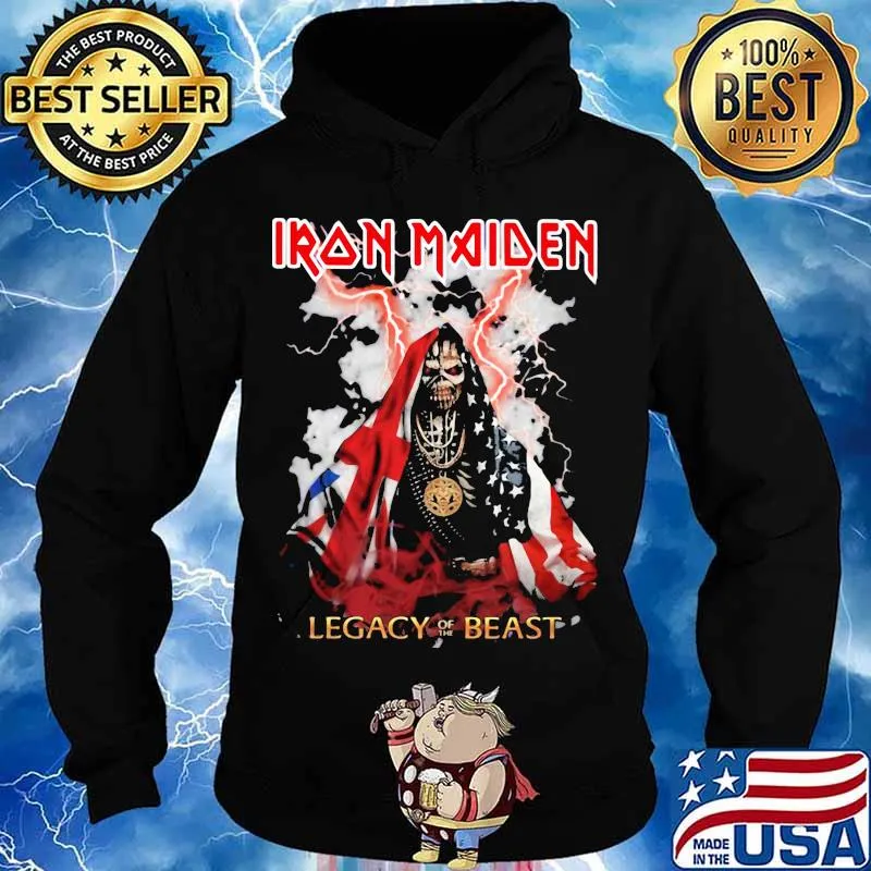 Iron Maiden Legacy Of The Beast Skull American Flag Shirt Hoodie
