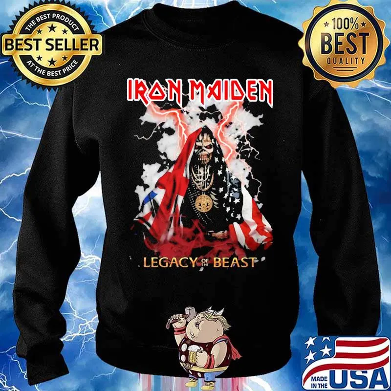 Iron Maiden Legacy Of The Beast Skull American Flag Shirt Sweater