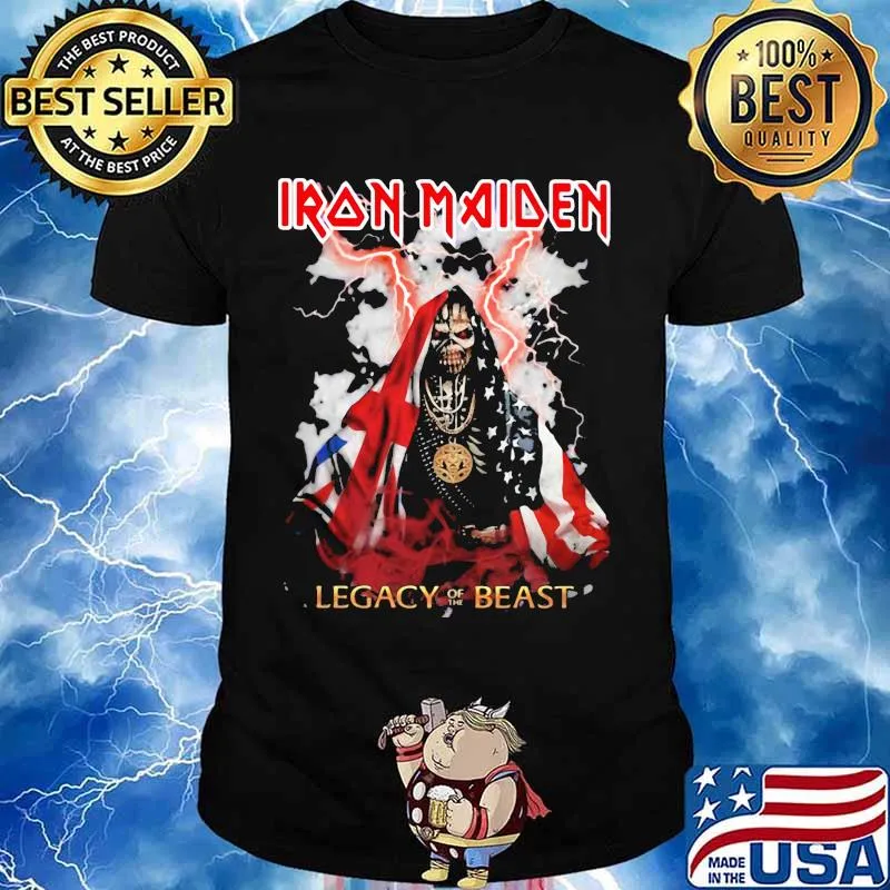Iron Maiden Legacy Of The Beast Skull American Flag Shirt