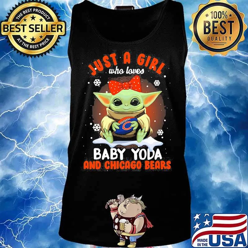 Just A Girl Who Loves Baby Yoda And Chicago Bears Football Shirt Tank top