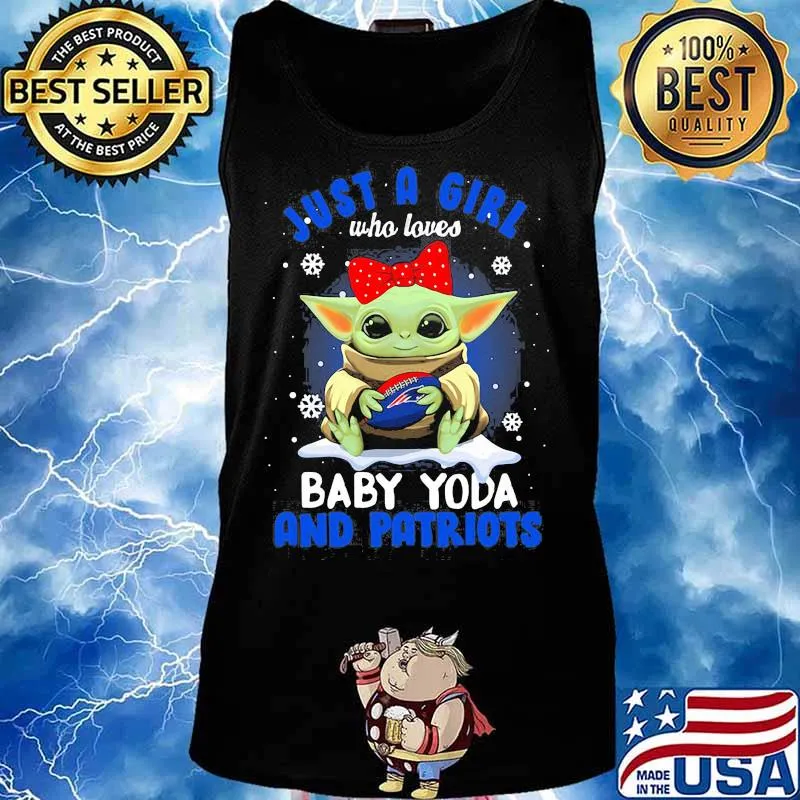 Just A Girl Who Loves Baby Yoda Wear Polka Dot Red Bow And Patriots Ball Shirt Tank top