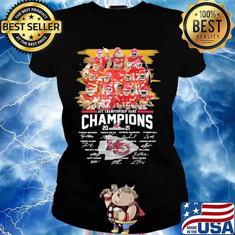Kansas City Chiefs Afc Championship Game Champions 2021 Signature Shirt Ladies tee
