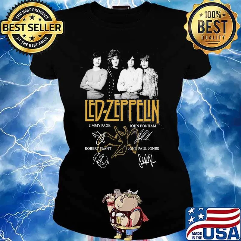 Led Zeppflin Band Music Player Team Signature Shirt Ladies tee