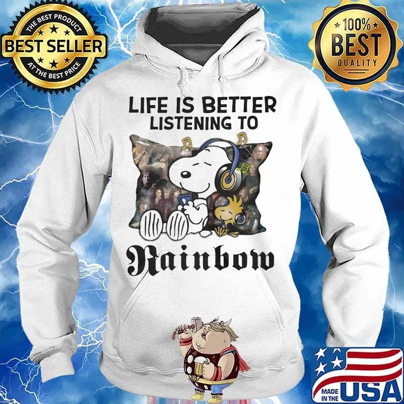 Life Is Better Listening To Rainbom Snoopy And Woodstock Shirt Hoodie