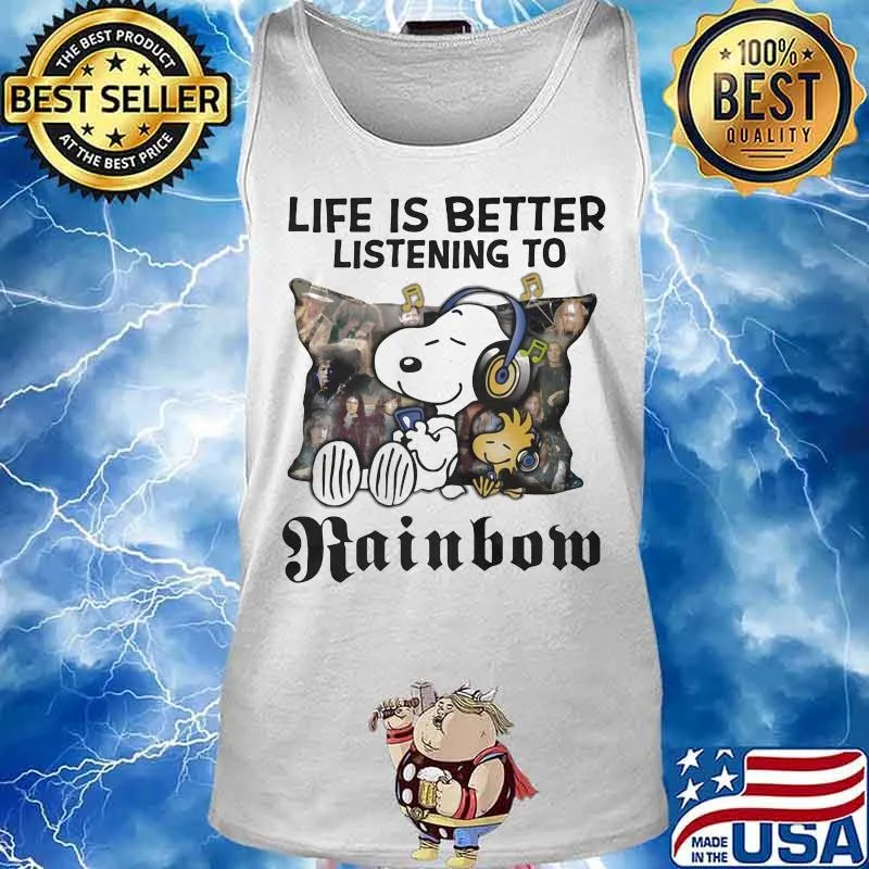 Life Is Better Listening To Rainbom Snoopy And Woodstock Shirt Tank top