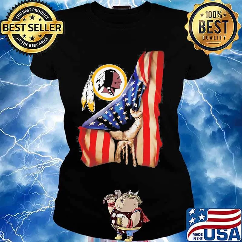 Logo Team Football Redskins American Flag Shirt Ladies tee