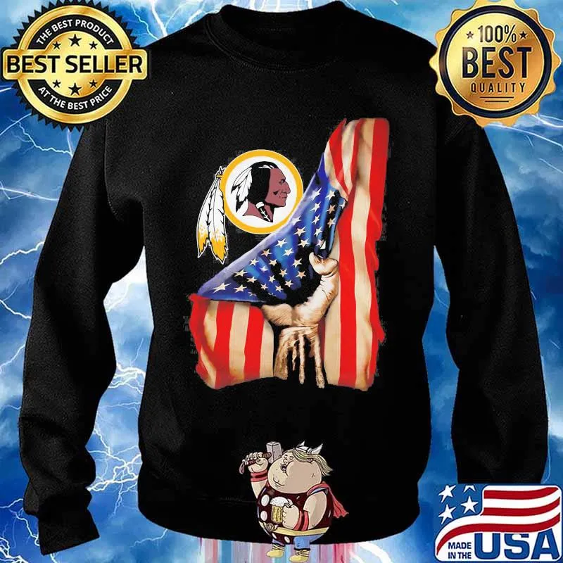 Logo Team Football Redskins American Flag Shirt Sweater
