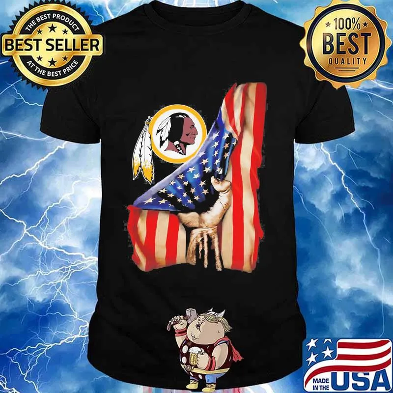 Logo Team Football Redskins American Flag Shirt