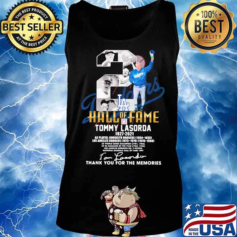 Los Angeles Hall Of Fame Tommy Lasorda 1927 2021 Signature Shirt Tank top
