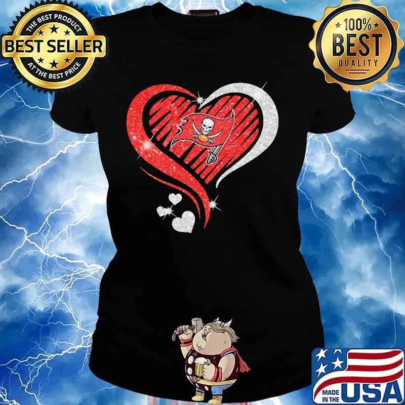 Love Heart Diamond Tampa Bay Buccaneers Football Shirt Ladies tee