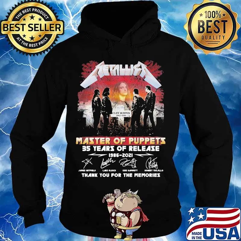 Master Of Puppets 35 Years Of Release 1986 2021 Thank You For The Memories Signature Cross Shirt Hoodie