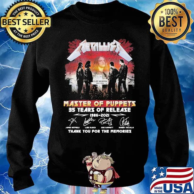 Master Of Puppets 35 Years Of Release 1986 2021 Thank You For The Memories Signature Cross Shirt Sweater