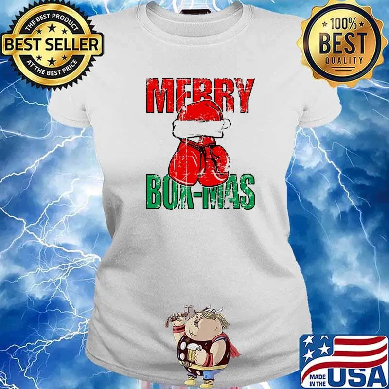 Merry Box Mas Boxing Hat Santa Clause Xmas Shirt Ladies tee